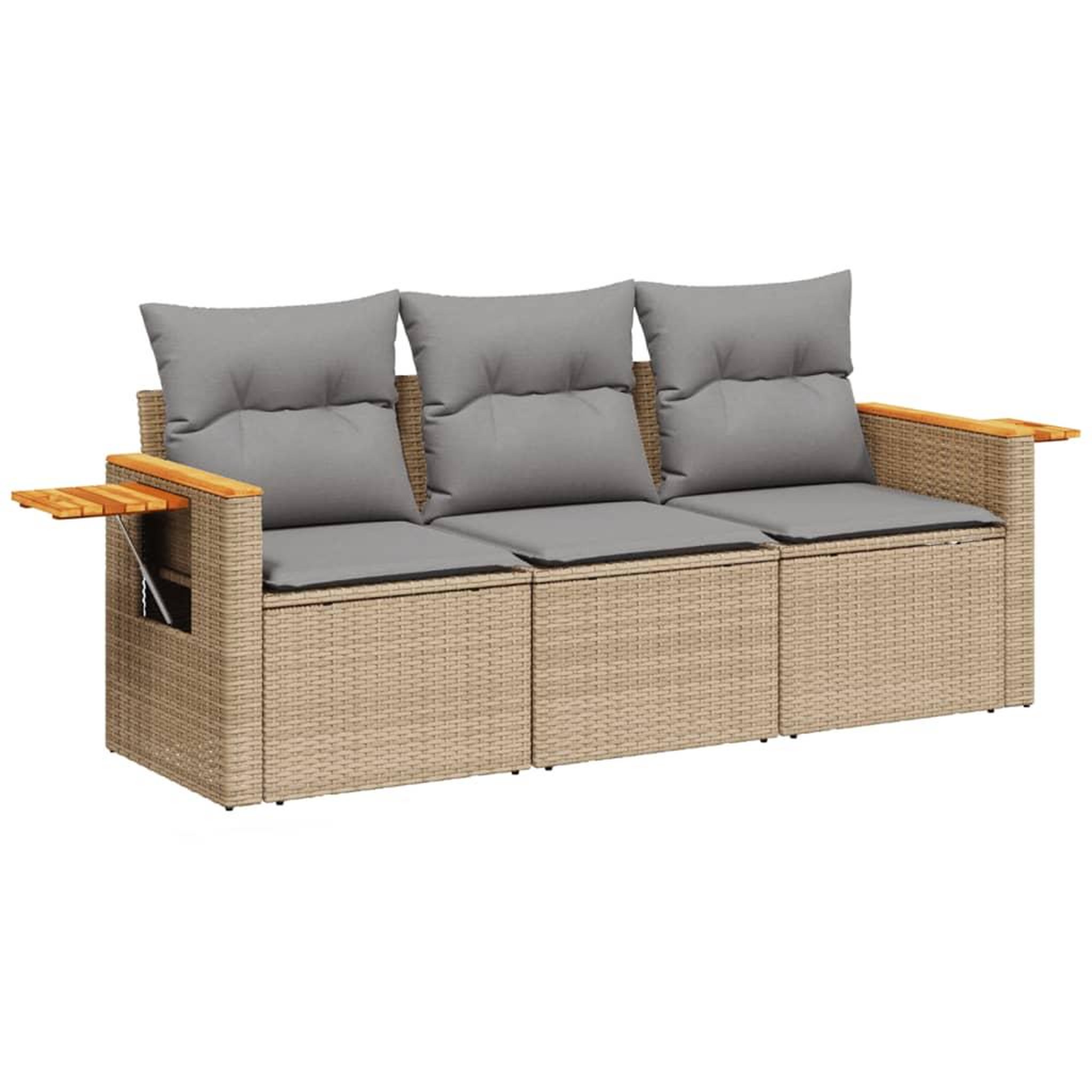 Voir la diapositive 2 : VIDAXL Salon de jardin avec coussins 3 pcs beige resine tressee