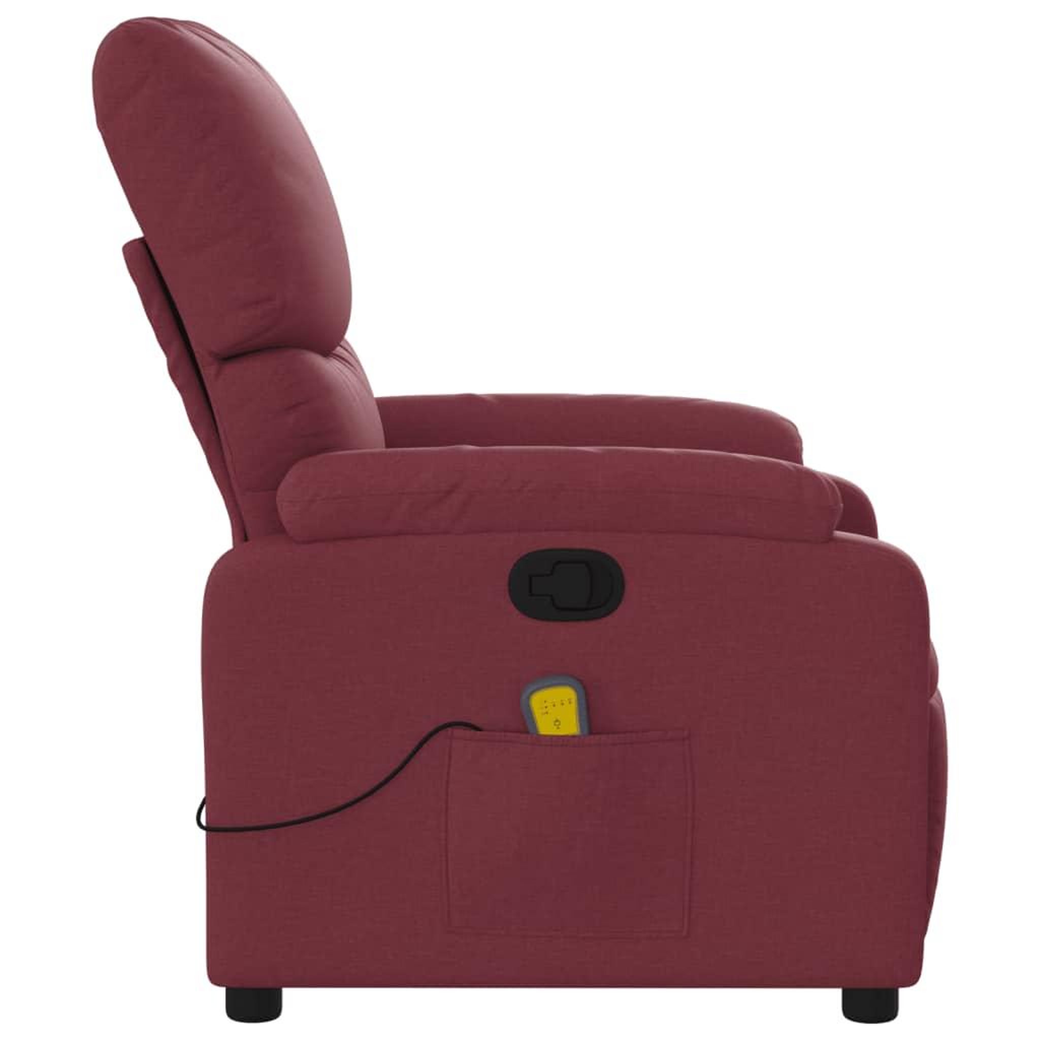 Voir la diapositive 5 : VIDAXL Fauteuil de massage inclinable Rouge bordeaux Tissu