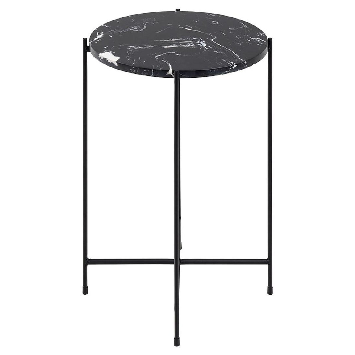 LISA DESIGN Ezaro - table basse ronde - 42 cm - plateau en marbre - pieds en acier