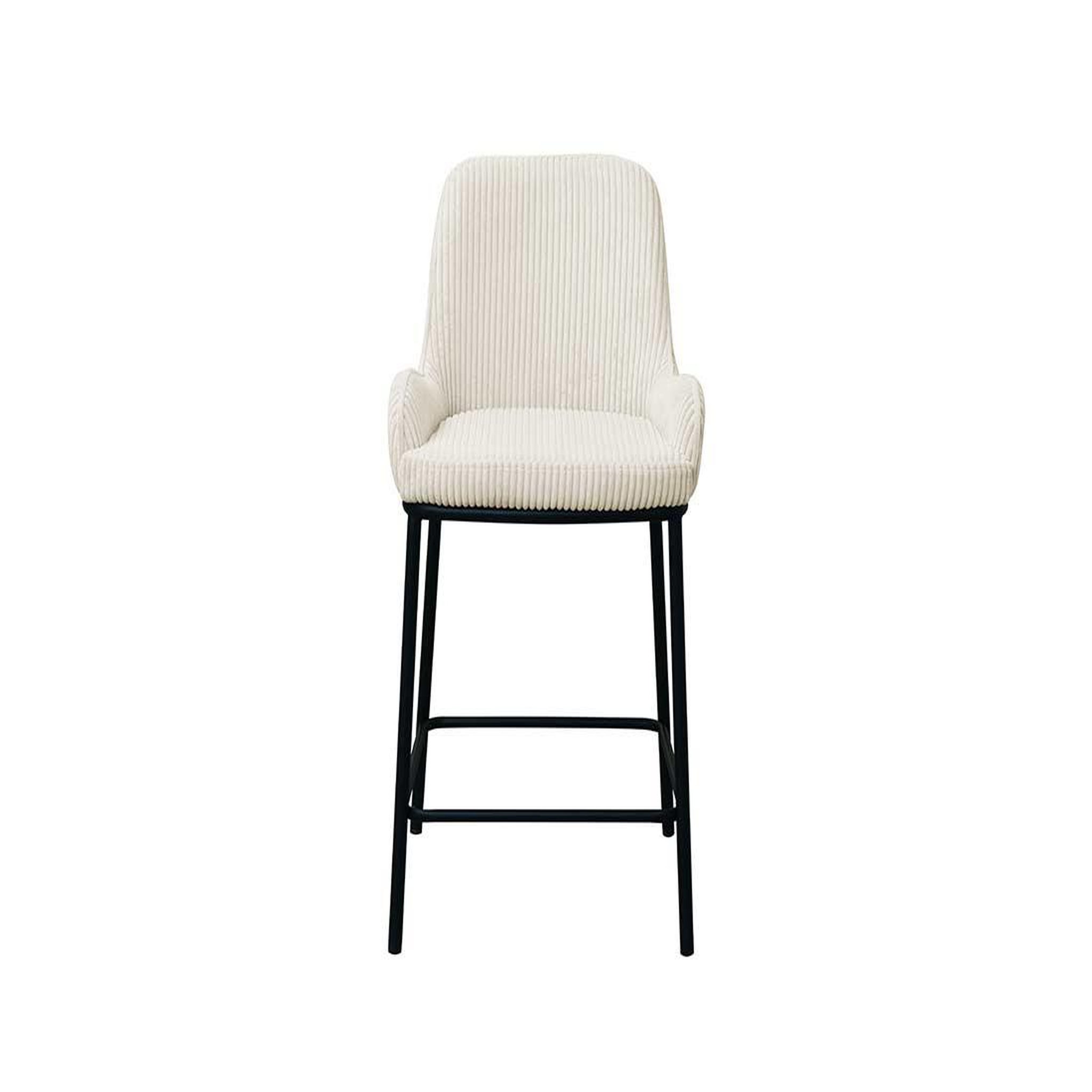 Voir la diapositive 2 : LISA DESIGN Salinas - lot de 2 chaises de bar - en velours côtelé - beige - h65 cm