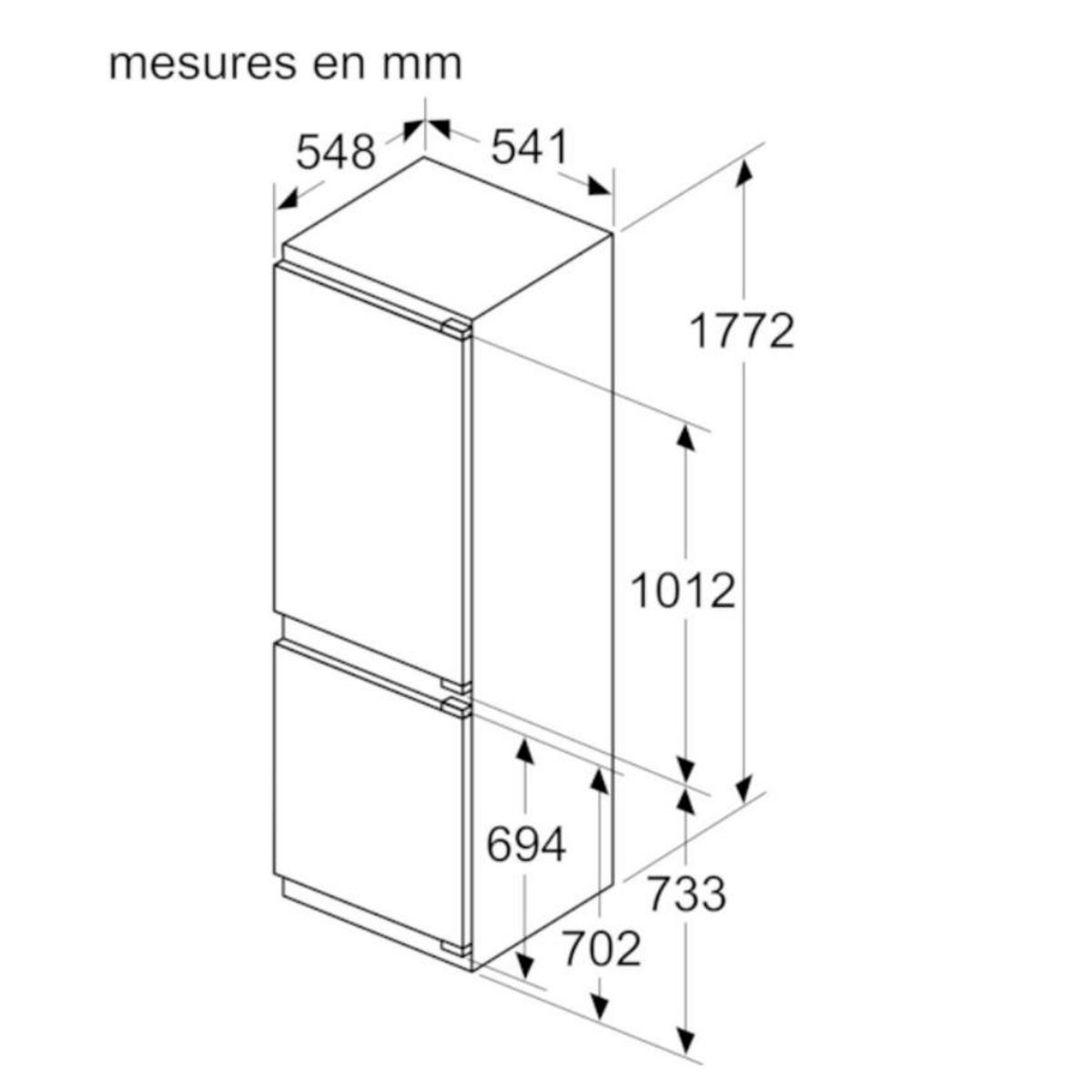 Siemens Réfrigérateur combiné intégrable à pantographe 260l - ki86nvfe0