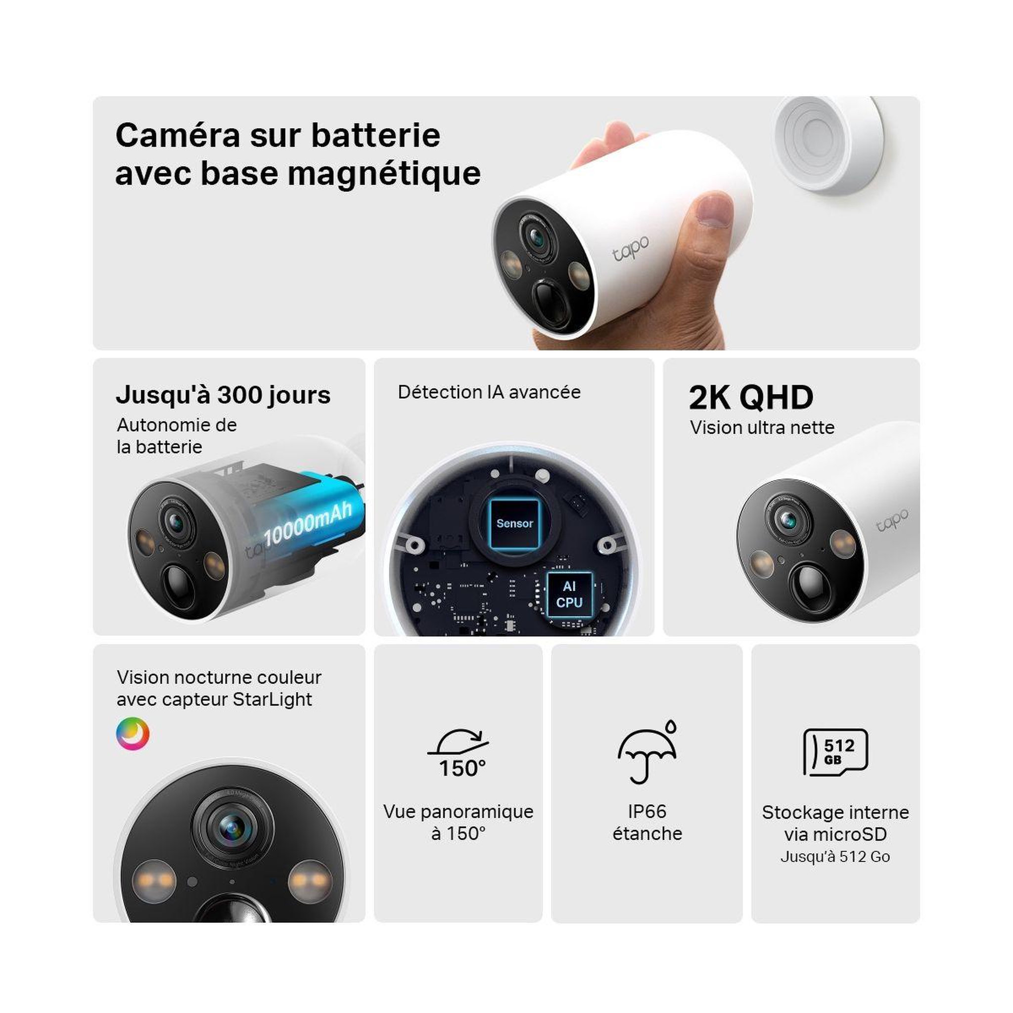 Voir la diapositive 3 : TP-LINK Caméra de surveillance Wifi Tapo TC85 2K QHD 4MP