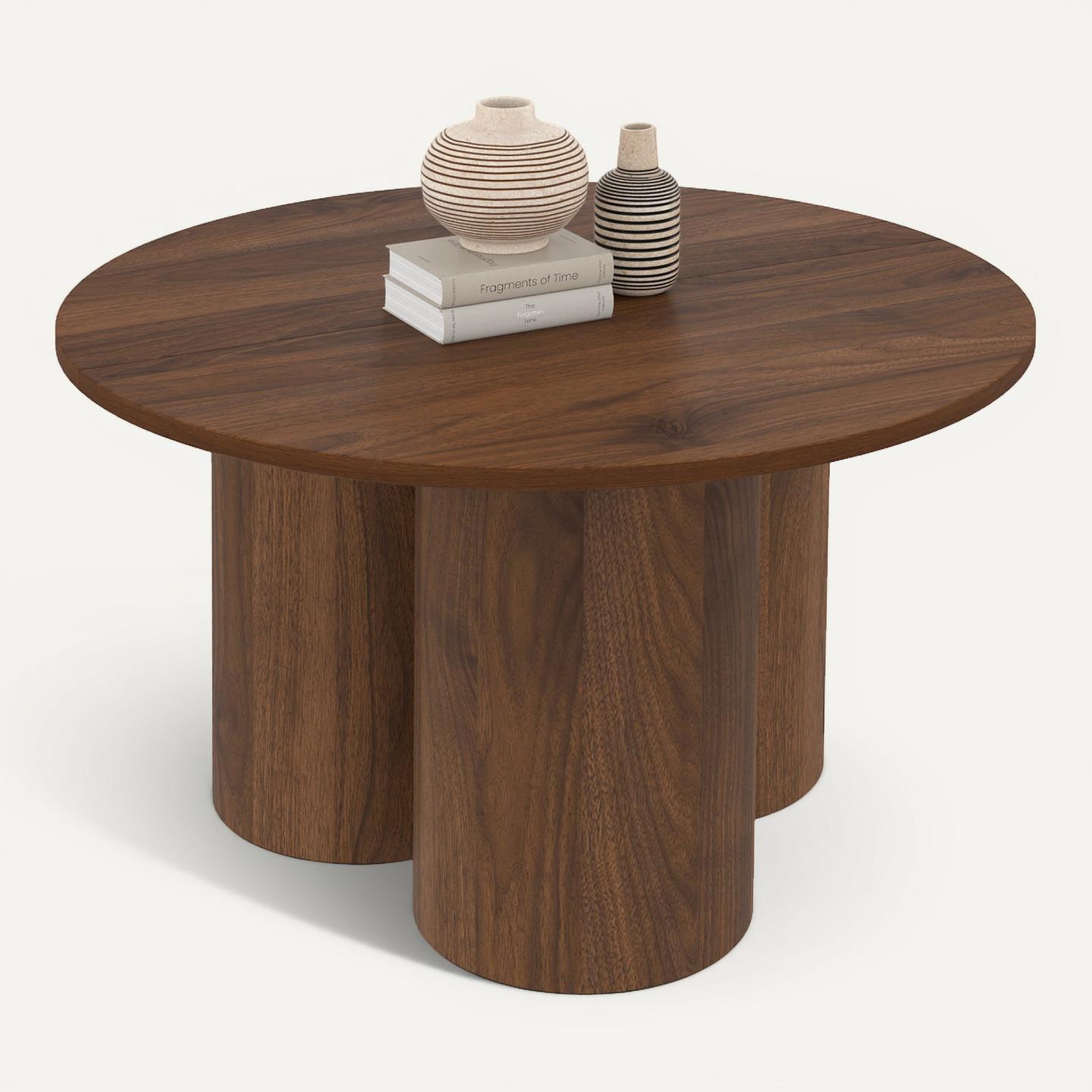 Voir la diapositive 6 : ID MARKET Table basse ronde eloise 70 cm bois effet noyer