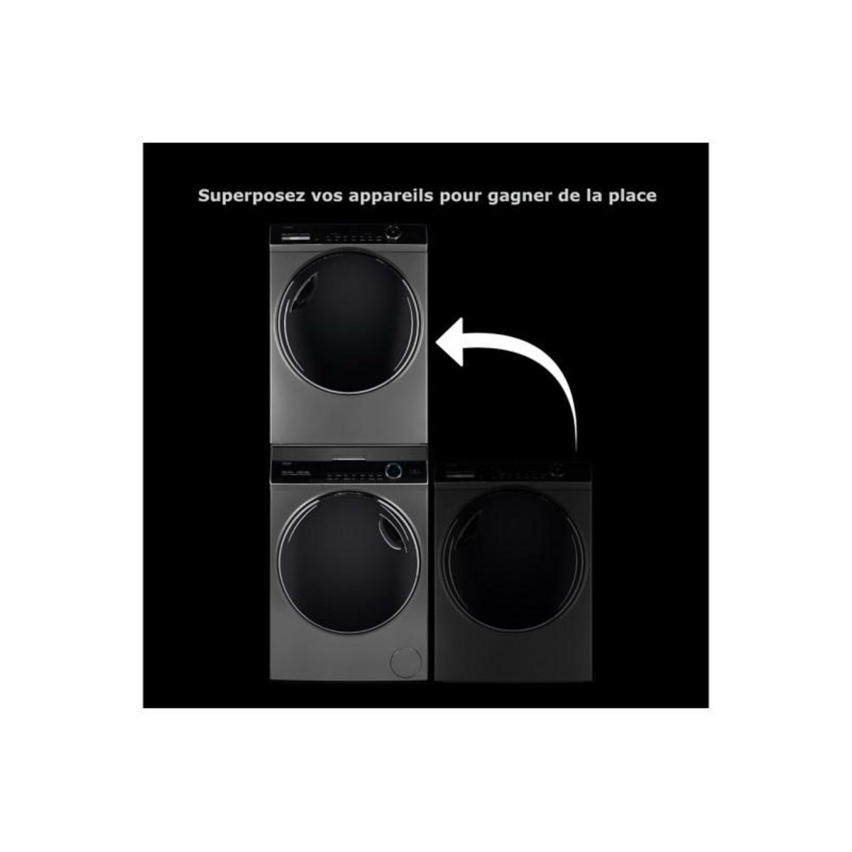 HAIER Accessoire pour sèche linge Haier HASTKU10FB Kit de superposition noir