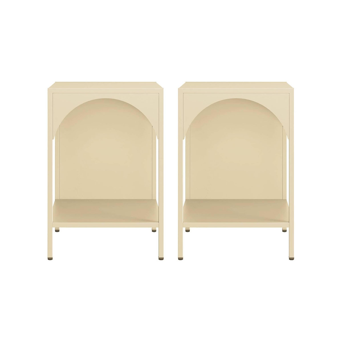 SWEEEK Lot de 2 tables de chevet. tables d'appoint en acier style industriel. beige. L 35 x l 35 x H 52cm