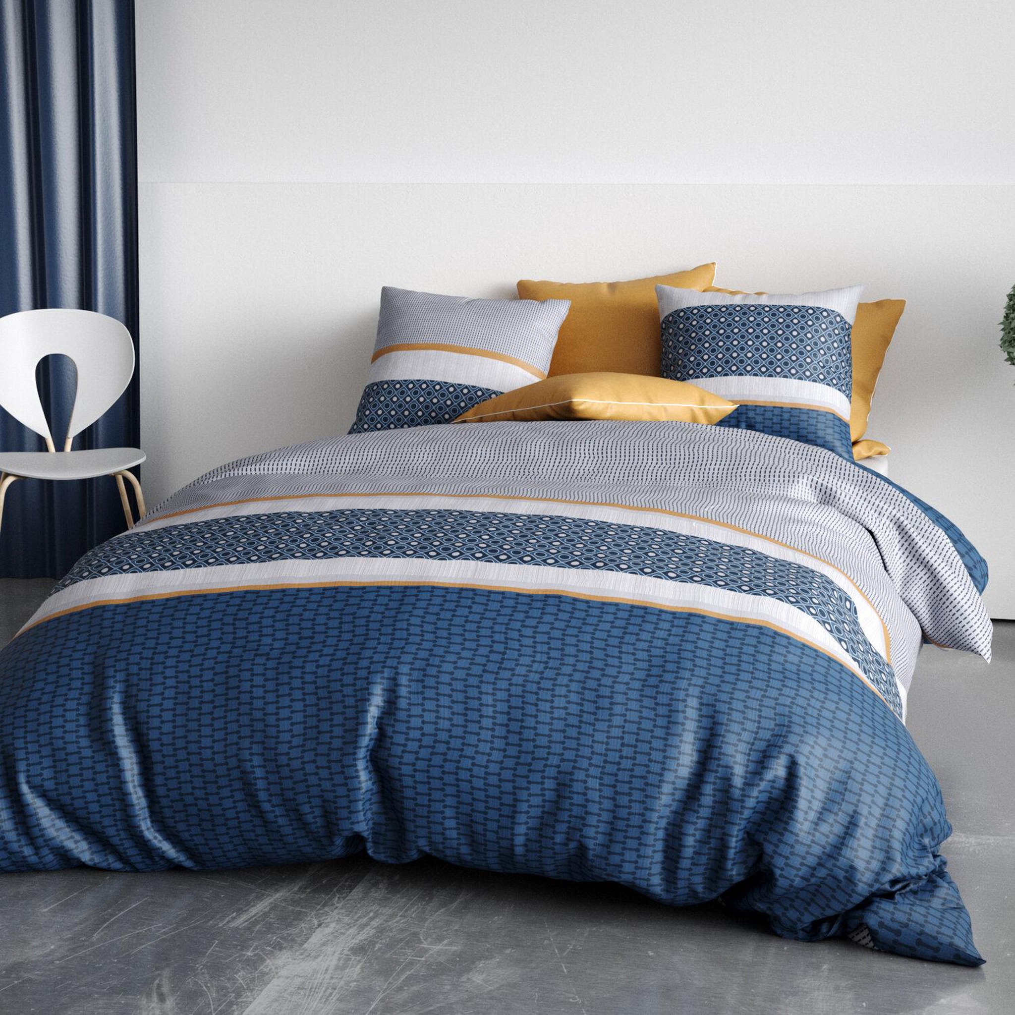 Voir la diapositive 3 : ATELIER DU COTON Parure housse de couette 100% coton 57 fils zante
