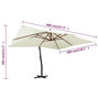 Voir la diapositive 6 : VIDAXL Parasol de jardin en porte-a-faux avec mat en bois blanc sable
