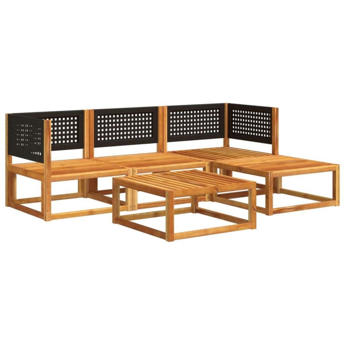 VIDAXL Salon de jardin avec coussins 5 pcs Bois d'acacia solide