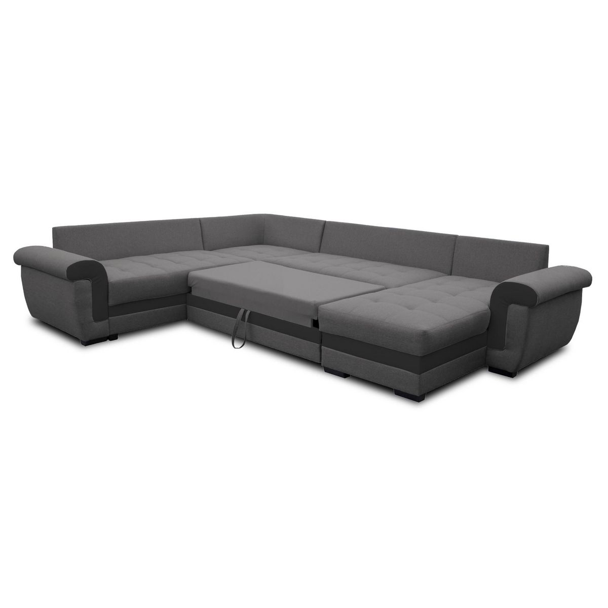 BEST MOBILIER Henry - canapé panoramique d'angle réversible - 7 places - convertible avec coffre - en tissu et pu