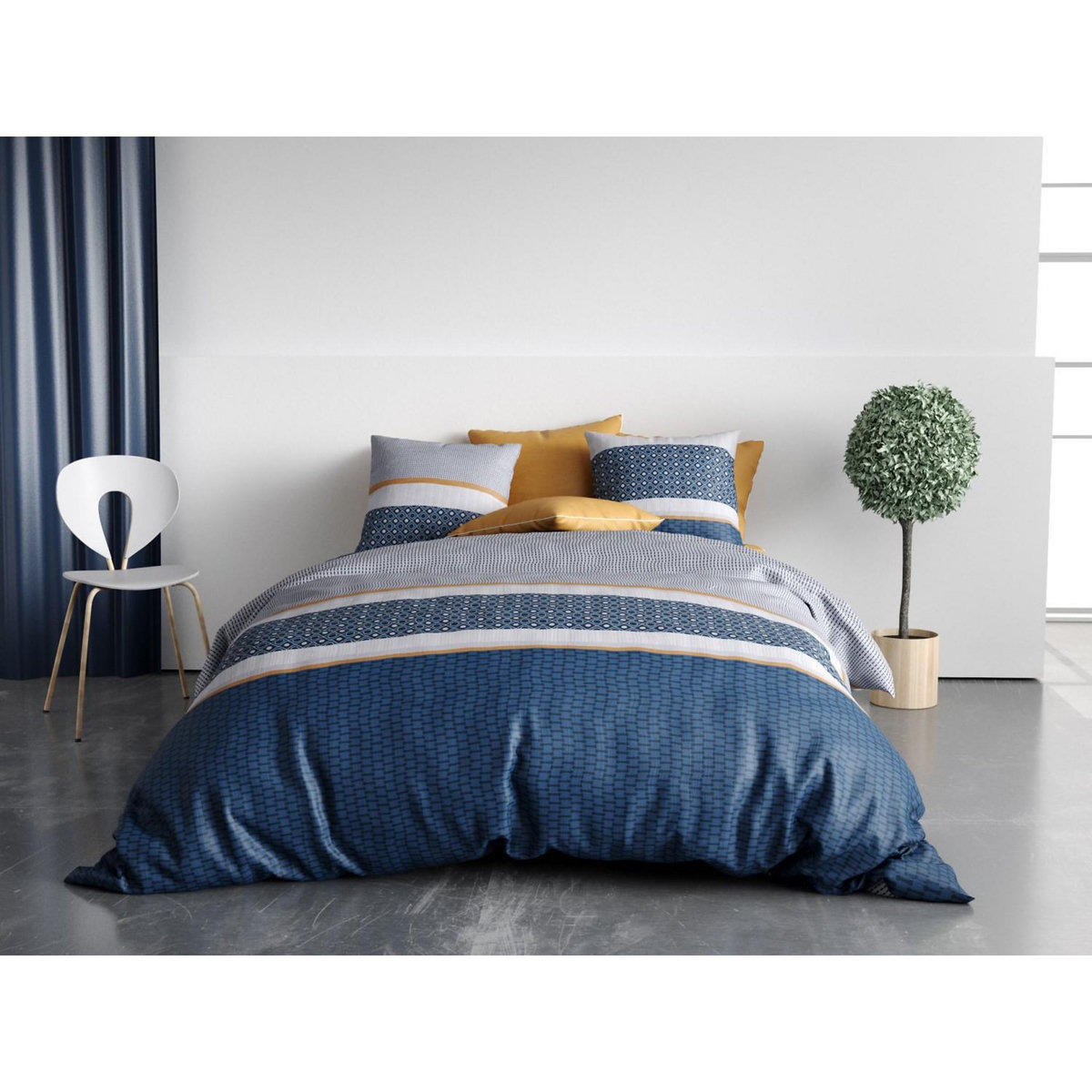 ATELIER DU COTON Parure housse de couette 100% coton 57 fils zante