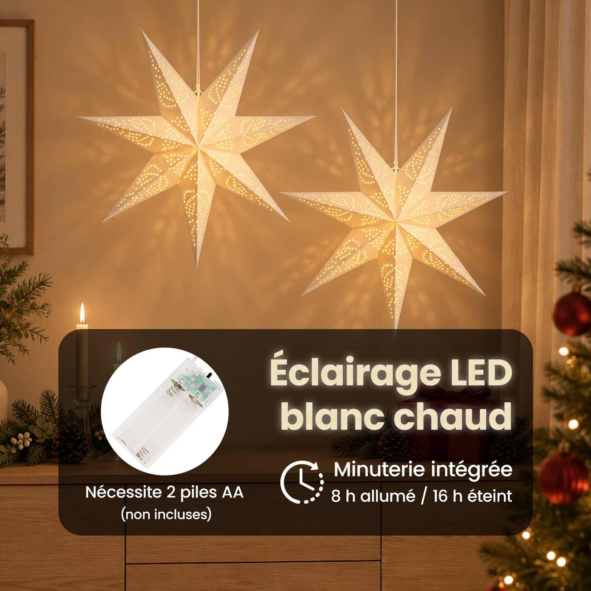 Voir la diapositive 4 : VIDAXL Eclairage de Noël RAAHE 2 pc 10 LED Blanc chaud 60 x 6 x 60 cm