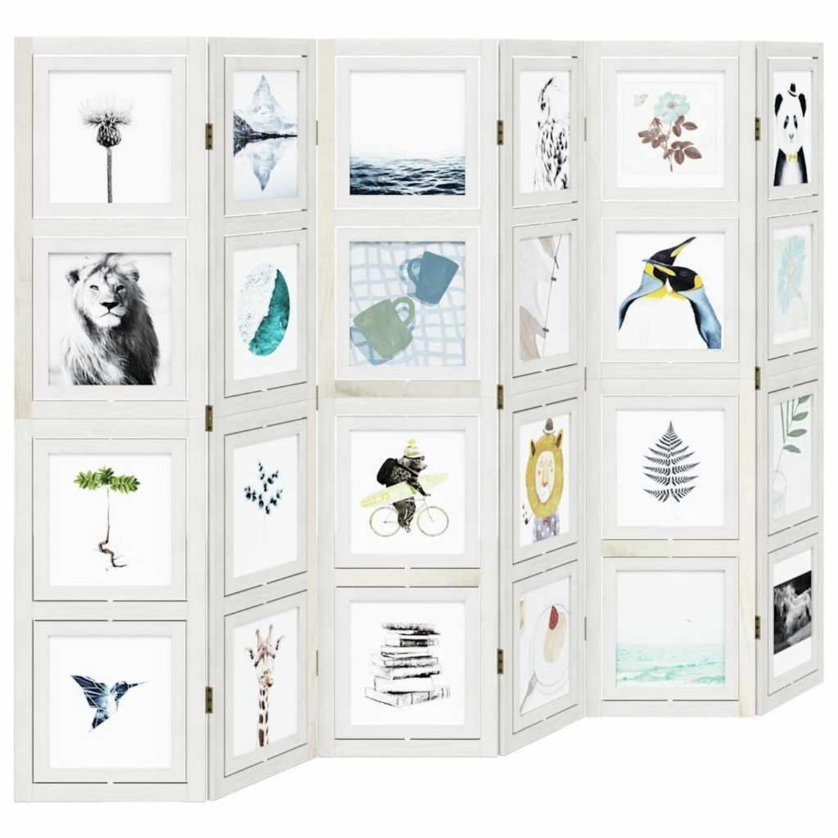 VIDAXL Cloison de separation 6 panneaux blanc bois de paulownia massif