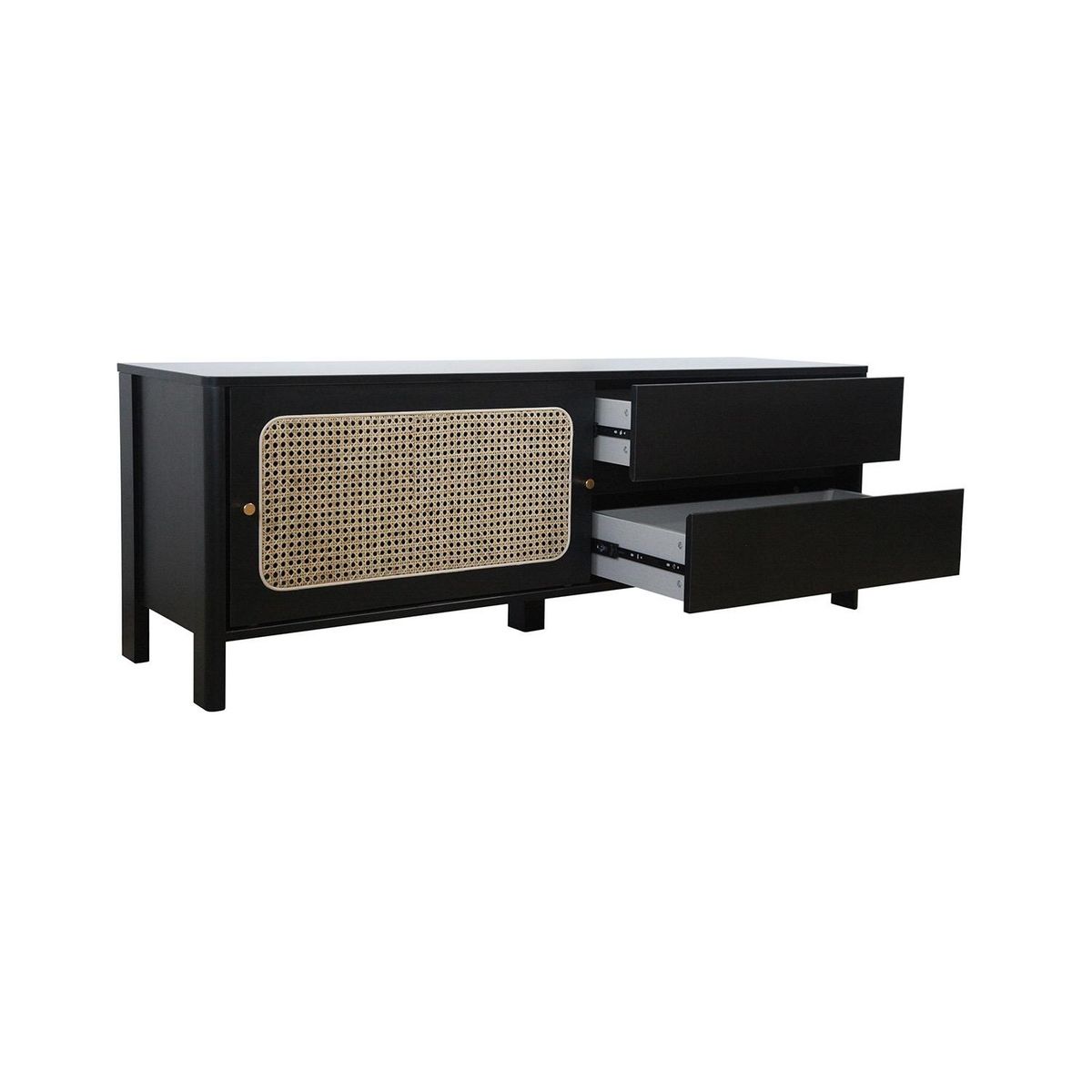 CONCEPT USINE Meuble TV en bois noir et cannage BALI