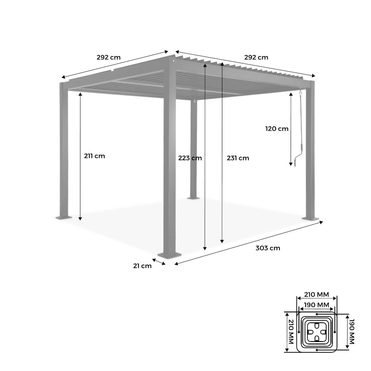 SWEEEK Pergola bioclimatique aluminium et acier lames orientables 3x3m Palace
