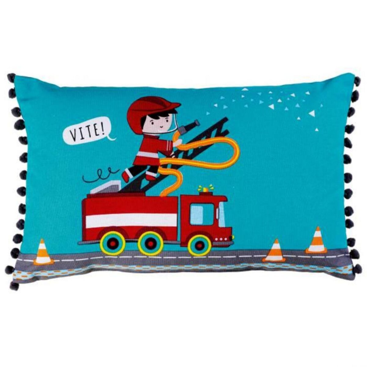 Paris Prix Coussin à Pompons  Flyn  30x50cm Bleu