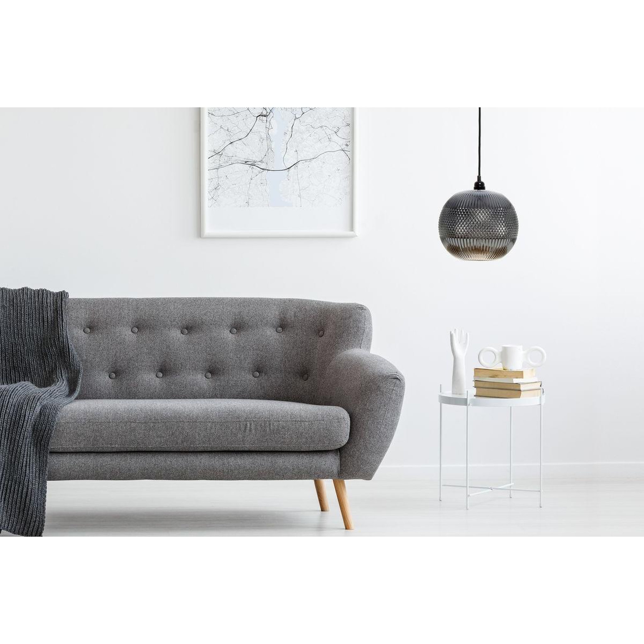 Voir la diapositive 2 : Paris Prix Lampe Suspension en Verre  Neptun  26cm Argent