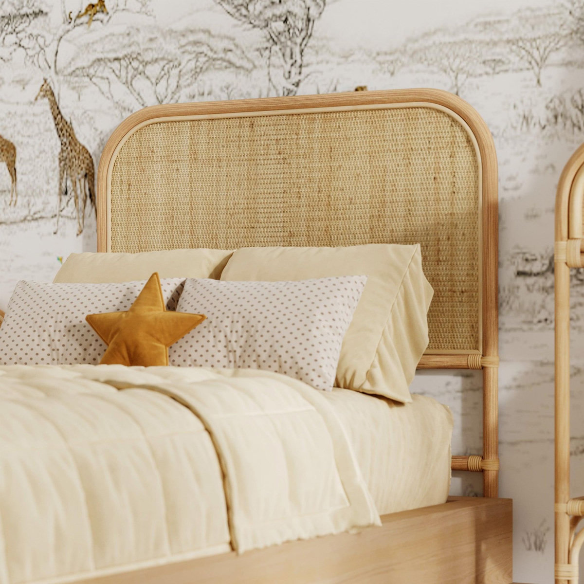 Rendez vous déco Tête de lit 90 cm en rotin naturel-Grace