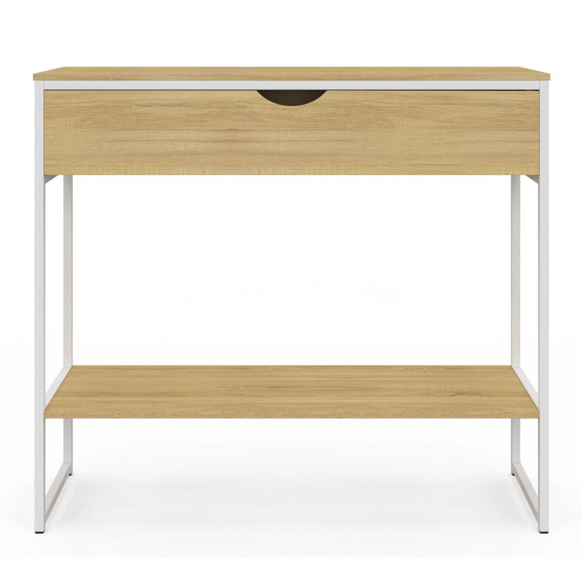 ID MARKET Console 1 tiroir DETROIT 1 étagère design industriel bois et métal blanc