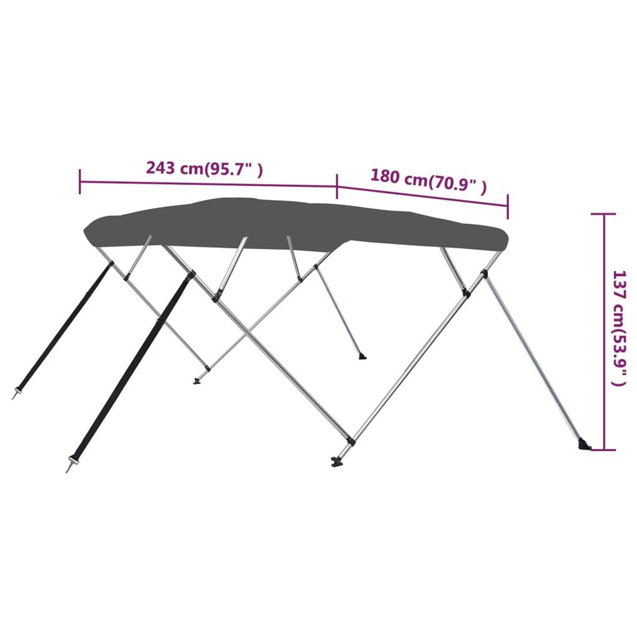 Voir la diapositive 6 : VIDAXL Auvent bimini a 4 arceaux Anthracite 243x180x137 cm