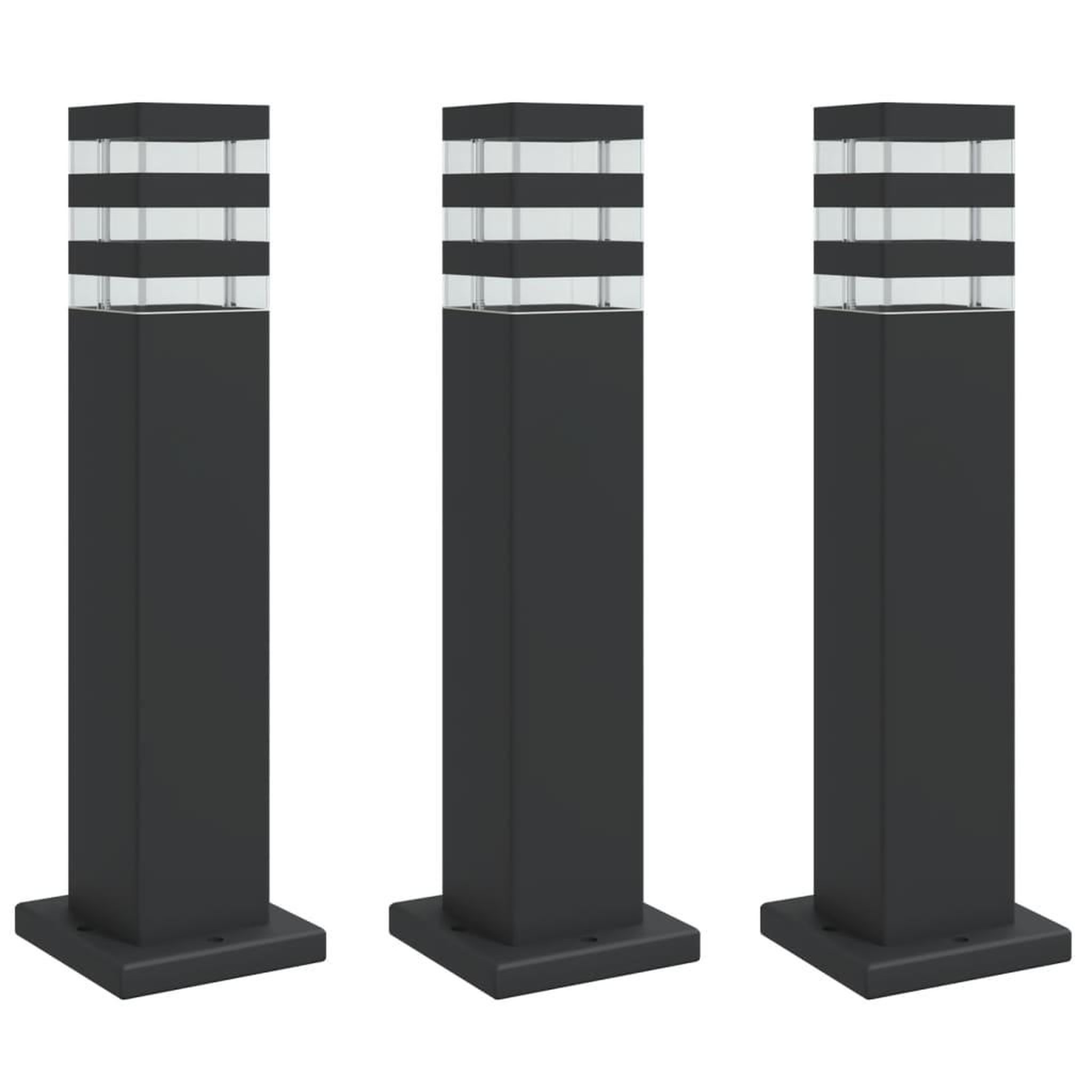 Voir la diapositive 2 : VIDAXL Lampadaires d'exterieur 3 pcs noir 50 cm aluminium