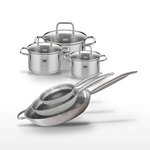 ELO Lot de 3 Poêles 24/28/32cm et 3 Faitouts 14/16/20cm Elo Relief Solution