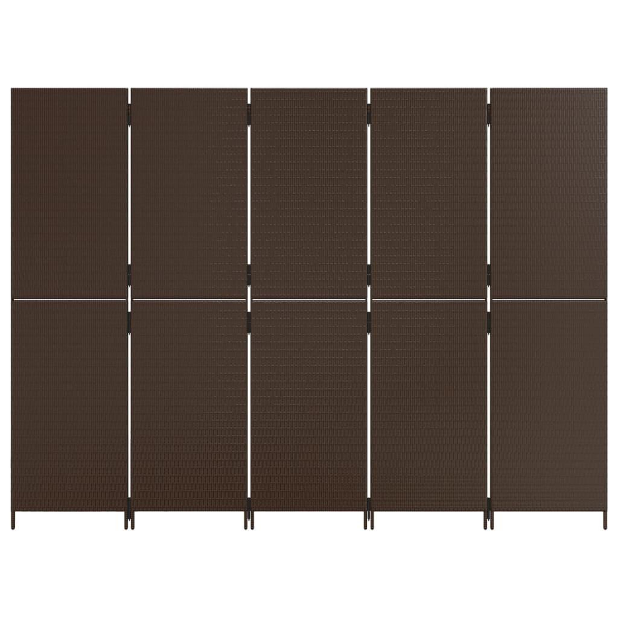 Voir la diapositive 5 : VIDAXL Cloison de separation 5 panneaux marron resine tressee
