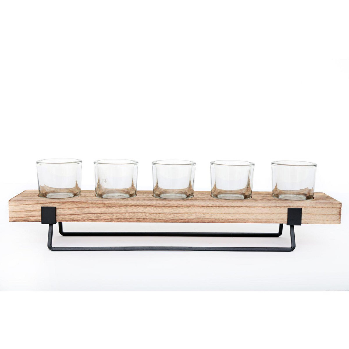 HEART OF THE HOME Bougeoir design bois et métal Lix - L. 46 x H. 12 cm - Noir