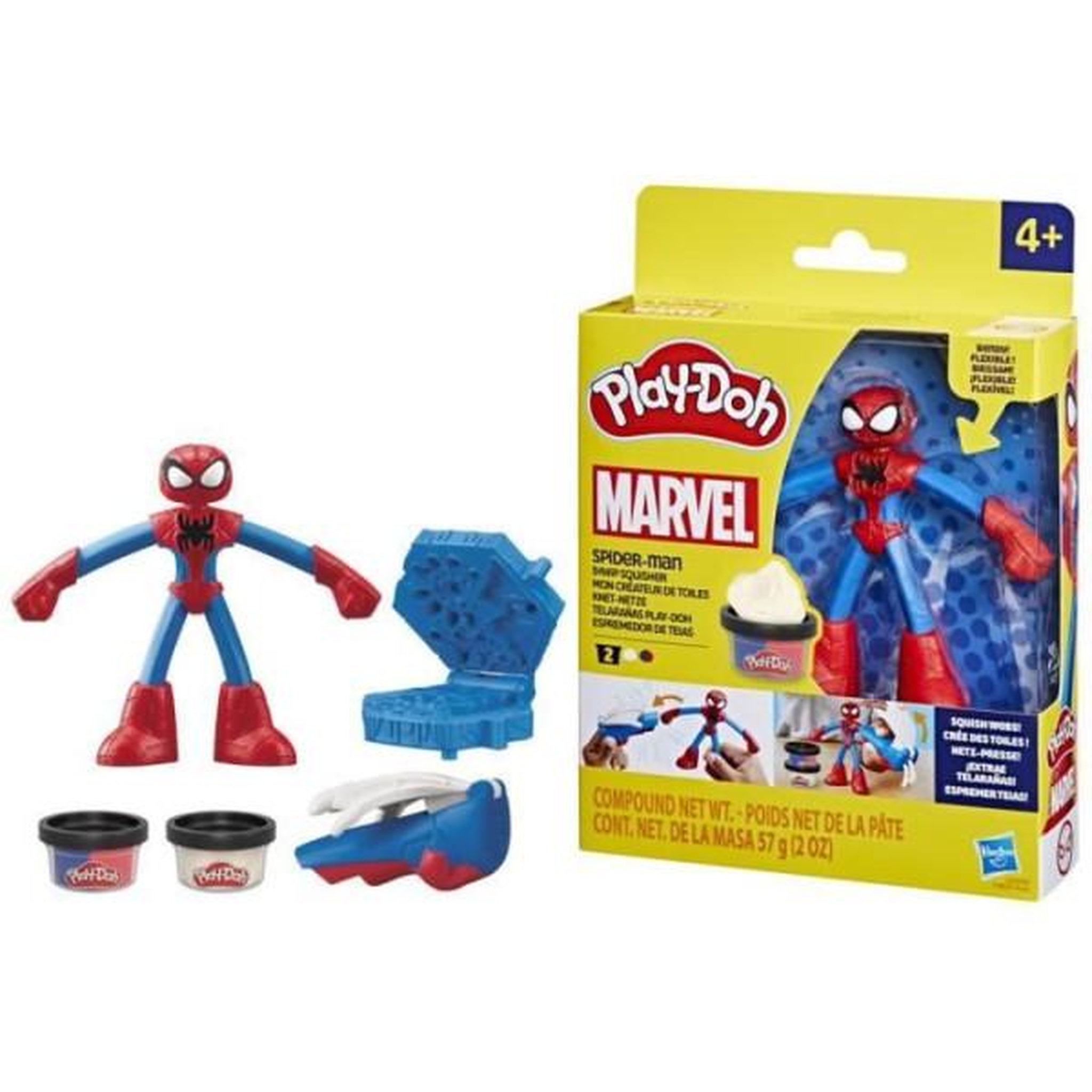 PLAYDOH Play-Doh Spider-Man, coffret Mon créateur de toiles avec figurine flexible et pâte a modeler, des 4 ans, Marvel