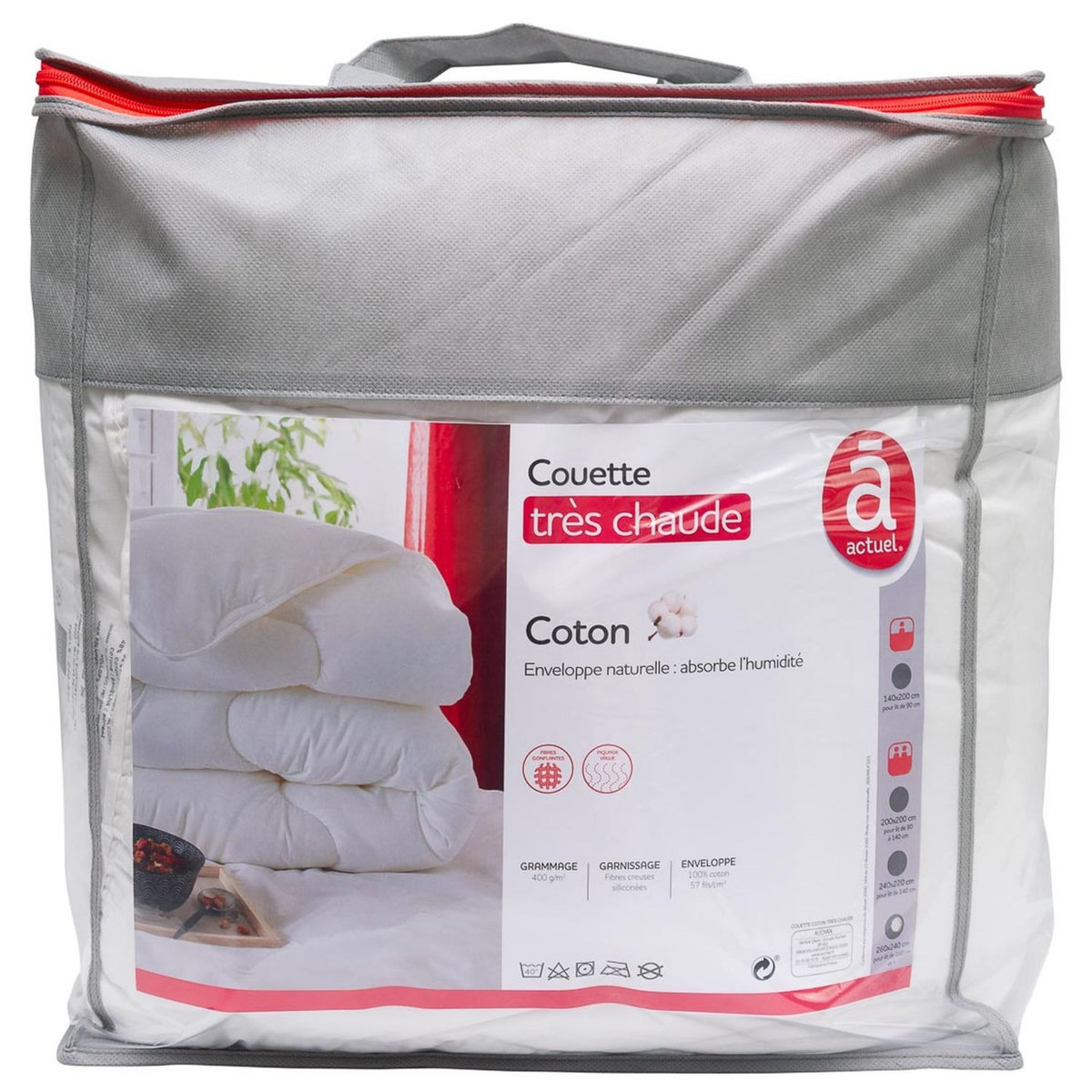 ACTUEL Couette très chaude unie en coton VOLUMINEUSE 400 g/m² 