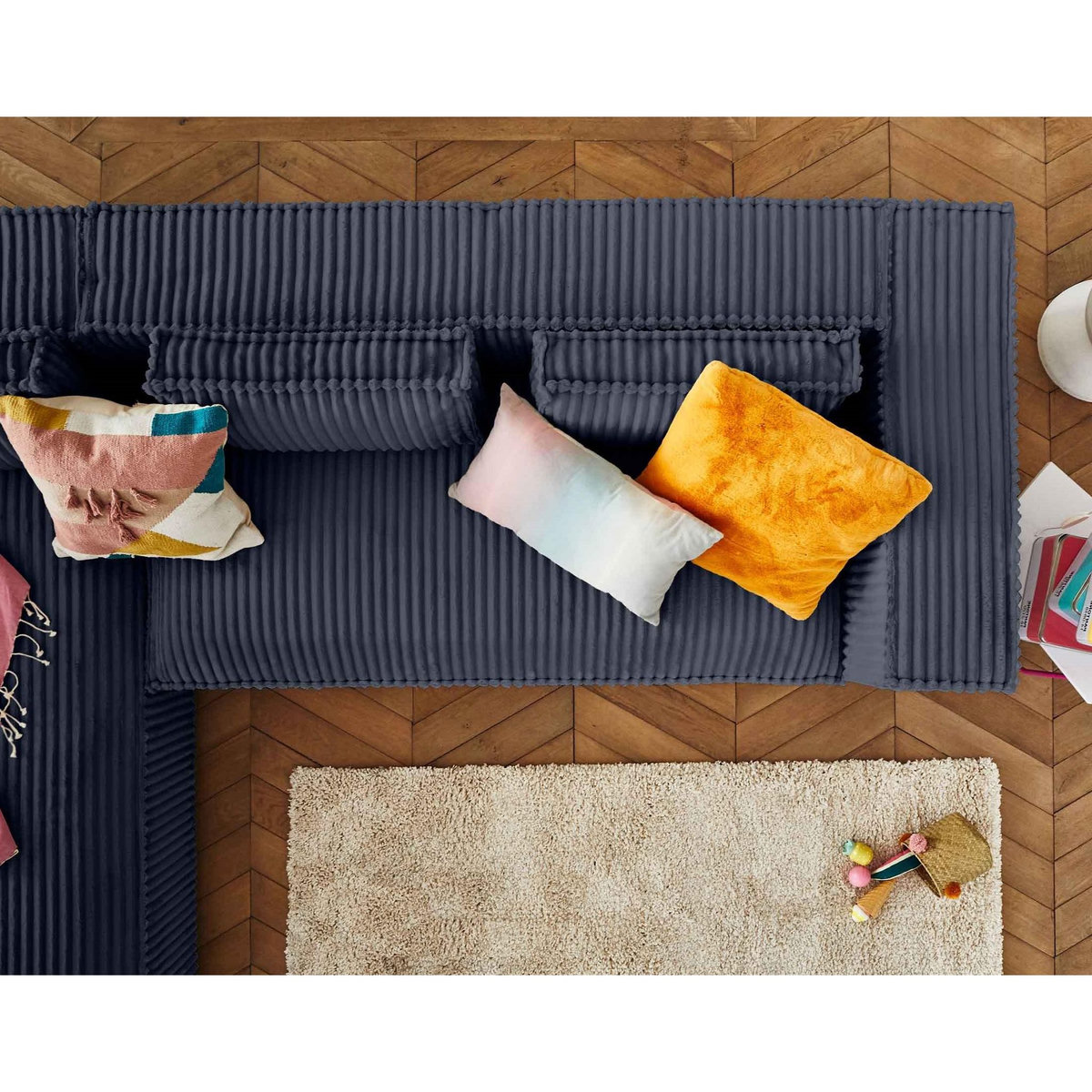 LISA DESIGN Stella - canapé d'angle gauche - 4 places - en velours côtelé grosses côtes