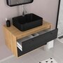 Aurlane Pack meuble de salle de bain caisson 2 tiroirs + vasque rectangulaire + miroir LED - UBY 80cm