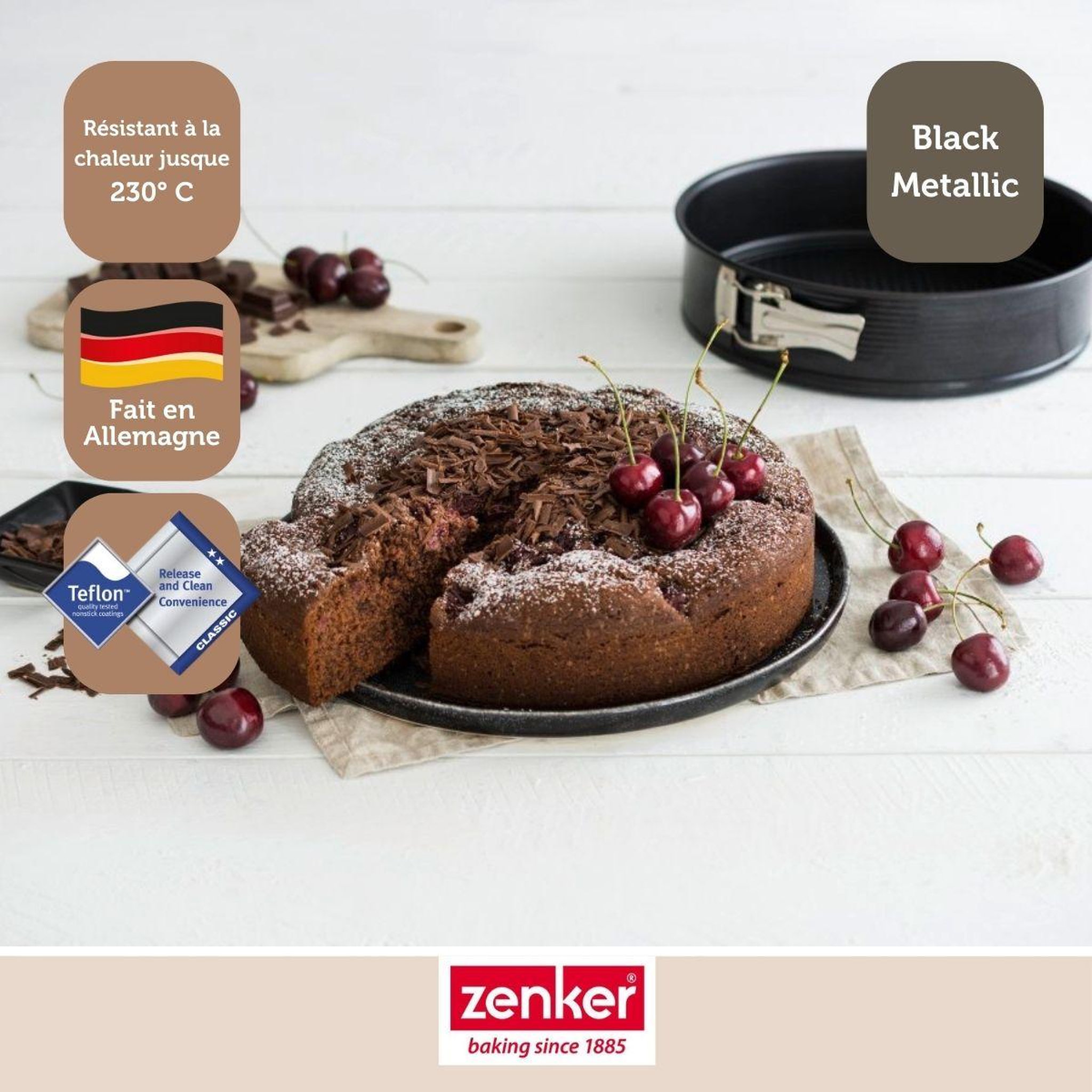 Voir la diapositive 4 : ZENKER Ensemble de 2 moules à manqué à charnière 26 cm zenker black metallic