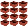 TOILINUX Lot de 12 boites de rangement pliables en polypropylène avec poignée - 30x30x15cm - Rouge Brique