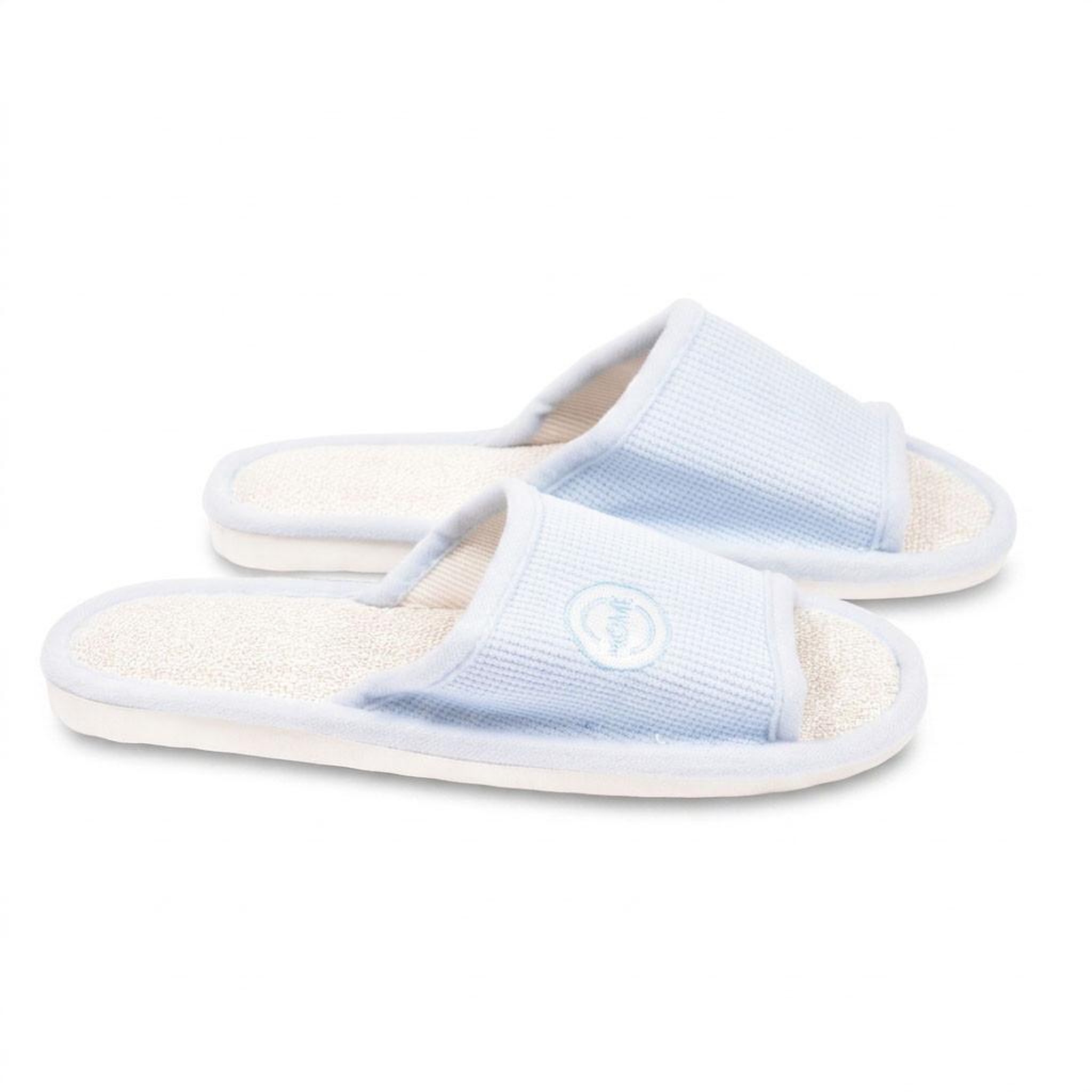 Voir la diapositive 4 : OZABI OZABI-Pantoufle Mule Femme Pack 2 Paires Tissu Gaufre Bout Ouvert