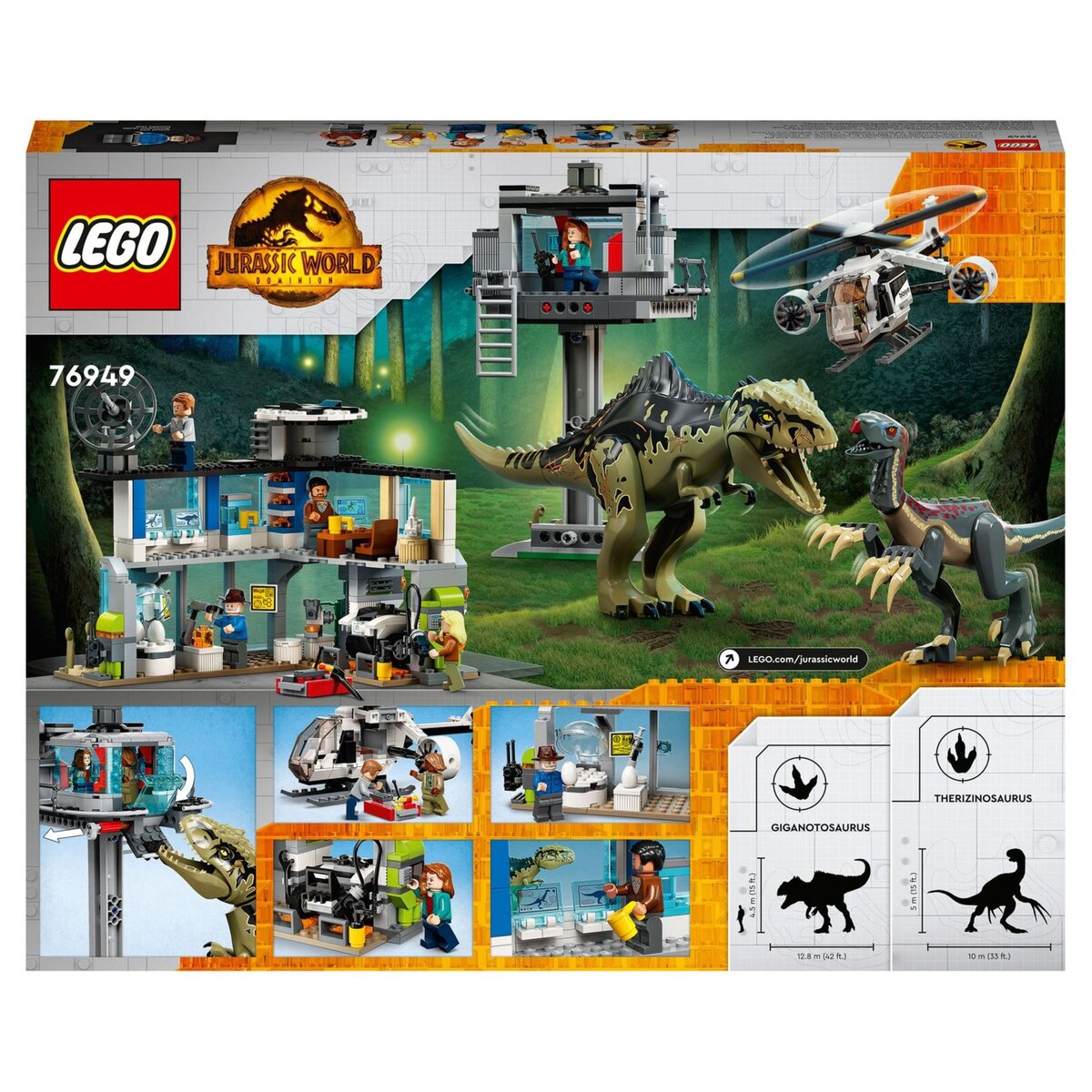 LEGO Jurassic World 76949 L&rsquo;Attaque du Giganotosaurus et du Therizinosaurus, Jouet Dino