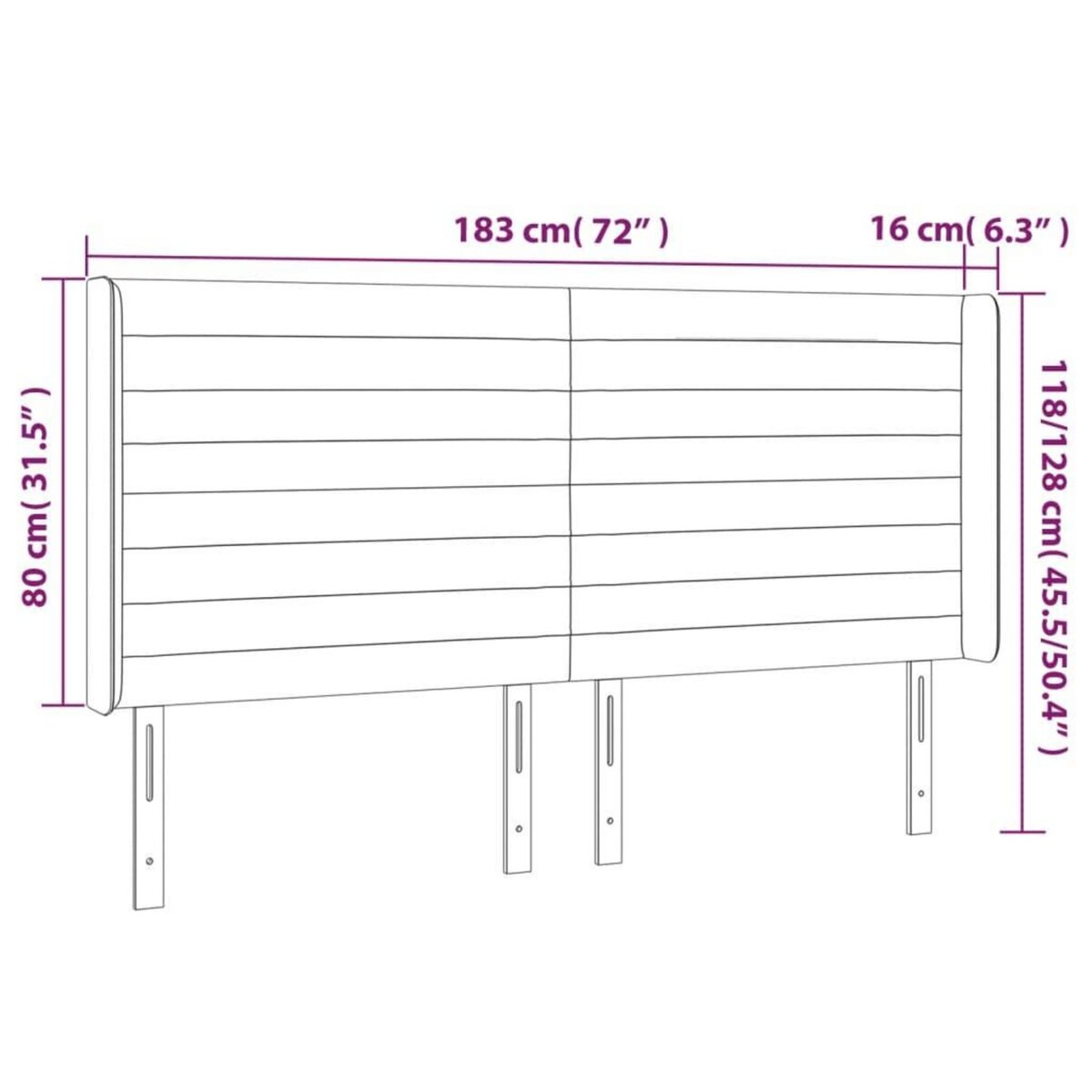 VIDAXL Tete de lit a LED Gris fonce 183x16x118/128 cm Velours