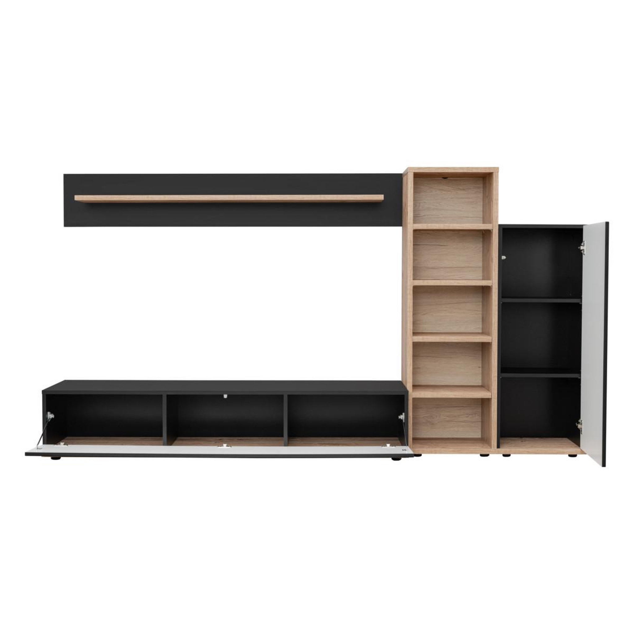 Voir la diapositive 3 : Paris Prix Ensemble meuble tv design  skill  240cm noir & naturel