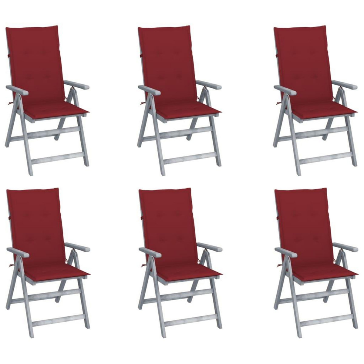 VIDAXL Chaises inclinables de jardin lot de 6 et coussins Bois acacia