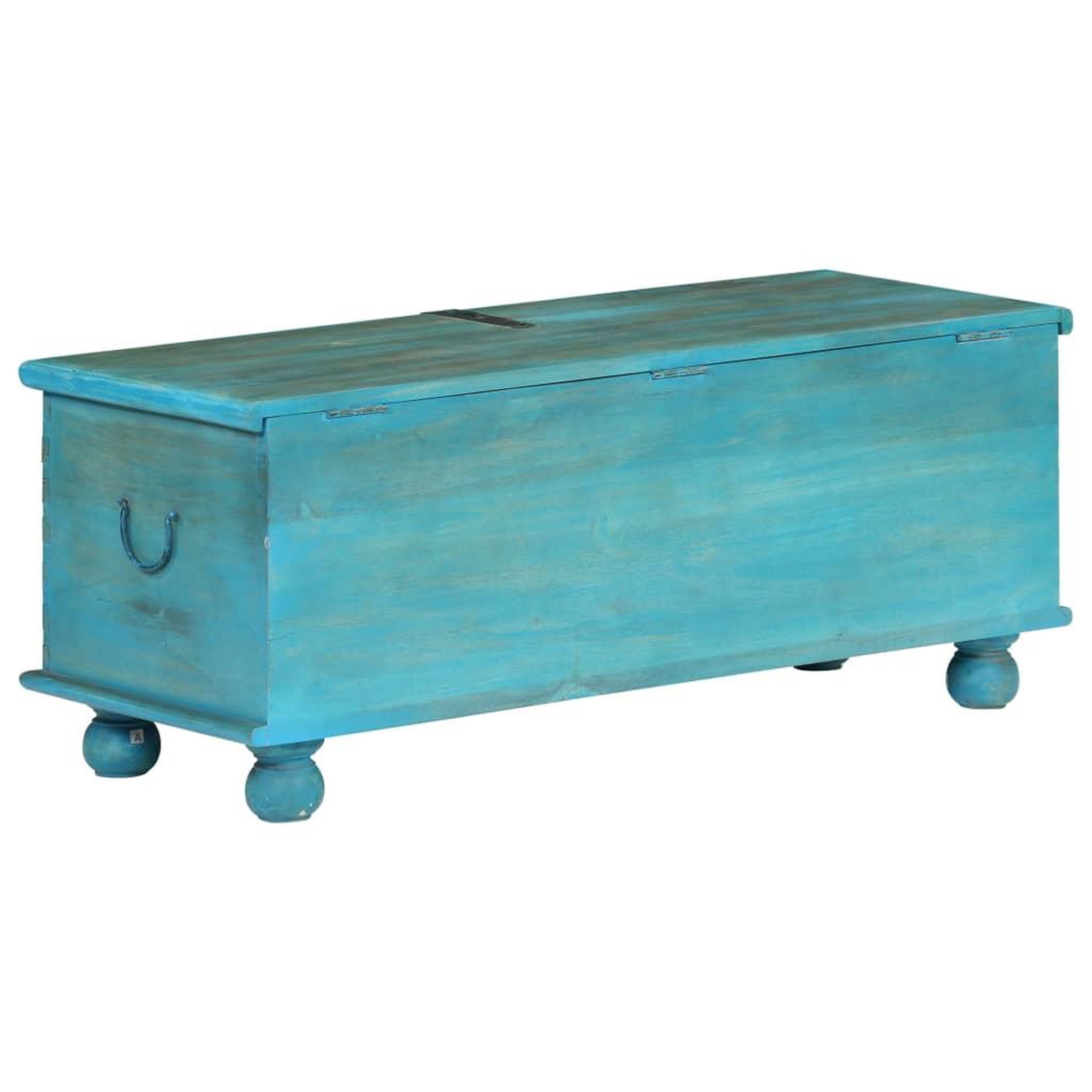 Voir la diapositive 5 : VIDAXL Coffre de rangement Bois de manguier massif 100x40x41 cm Bleu