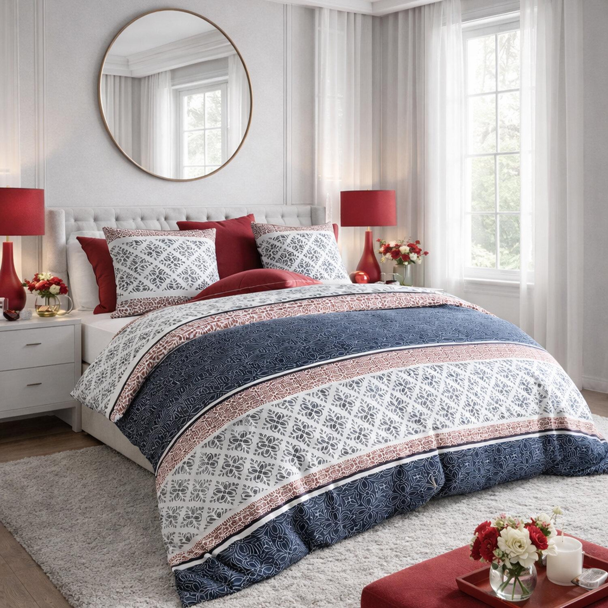 Voir la diapositive 2 : Les Ateliers du Linge Parure de housse de couette 100%coton 57fils sergio