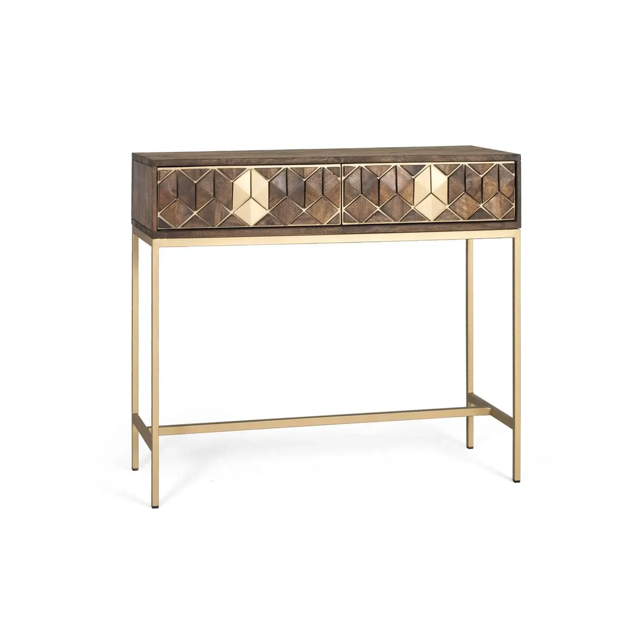 Voir la diapositive 2 : GINER Y COLOMER SL Console en bois de manguier 122 cm style rustique moderne
