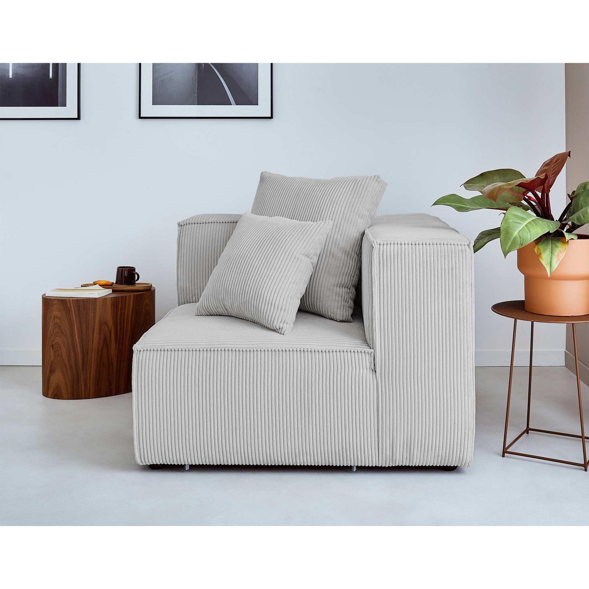 LISA DESIGN Colombine - module d'assise d'angle réversible - en velours côtelé