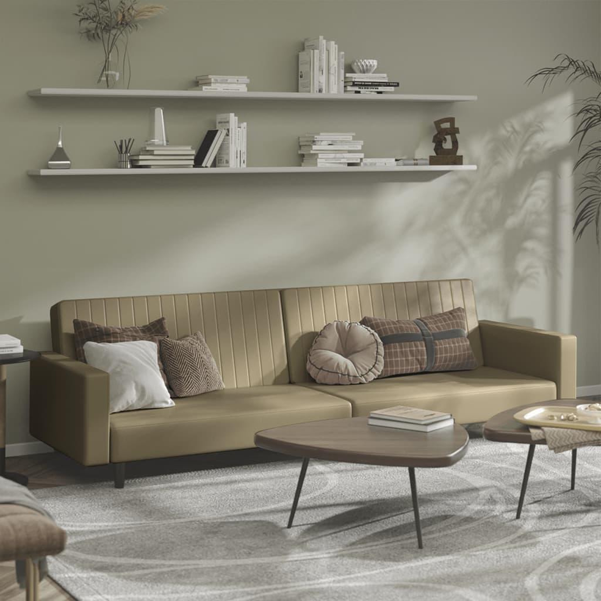 VIDAXL Canape-lit 2 places cappuccino similicuir