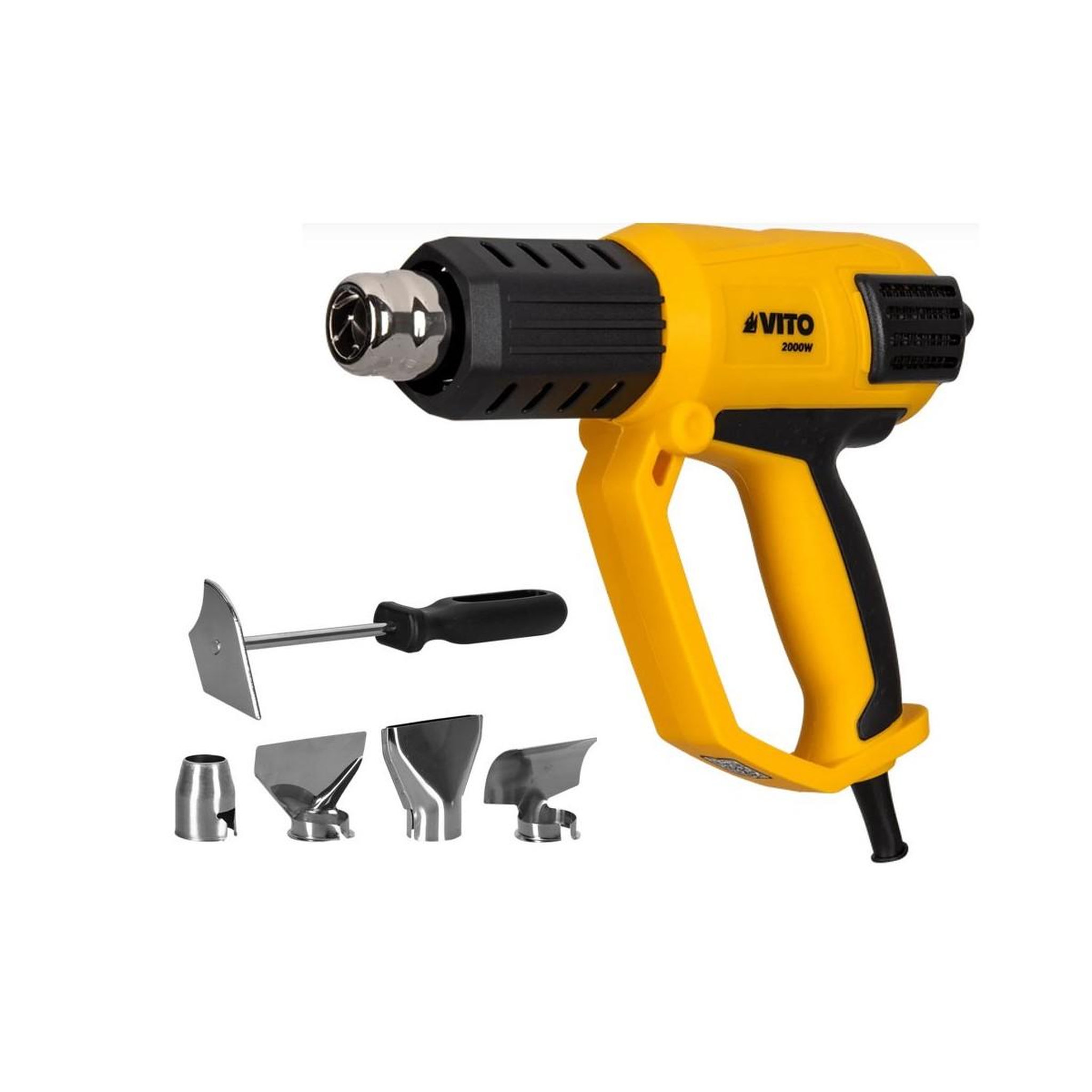 VITO Décapeur thermique 2000W 2 Vitesses Réglage digital de la Température 50-650°C 5 Accessoires Mallette VITO