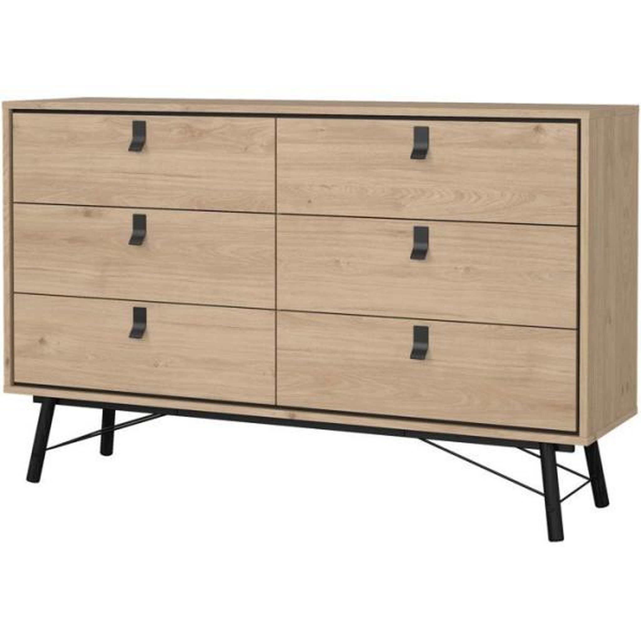Voir la diapositive 5 : MARKET24 Commode RY - 6 Tiroirs - Décor Chene - L150,3 x P40,1 x H94,8 cm