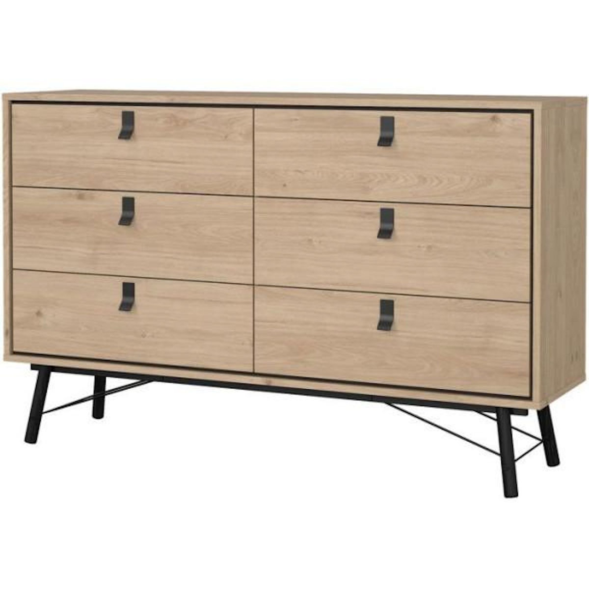 MARKET24 Commode RY - 6 Tiroirs - Décor Chene - L150,3 x P40,1 x H94,8 cm