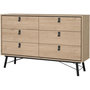 Voir la diapositive 5 : MARKET24 Commode RY - 6 Tiroirs - Décor Chene - L150,3 x P40,1 x H94,8 cm