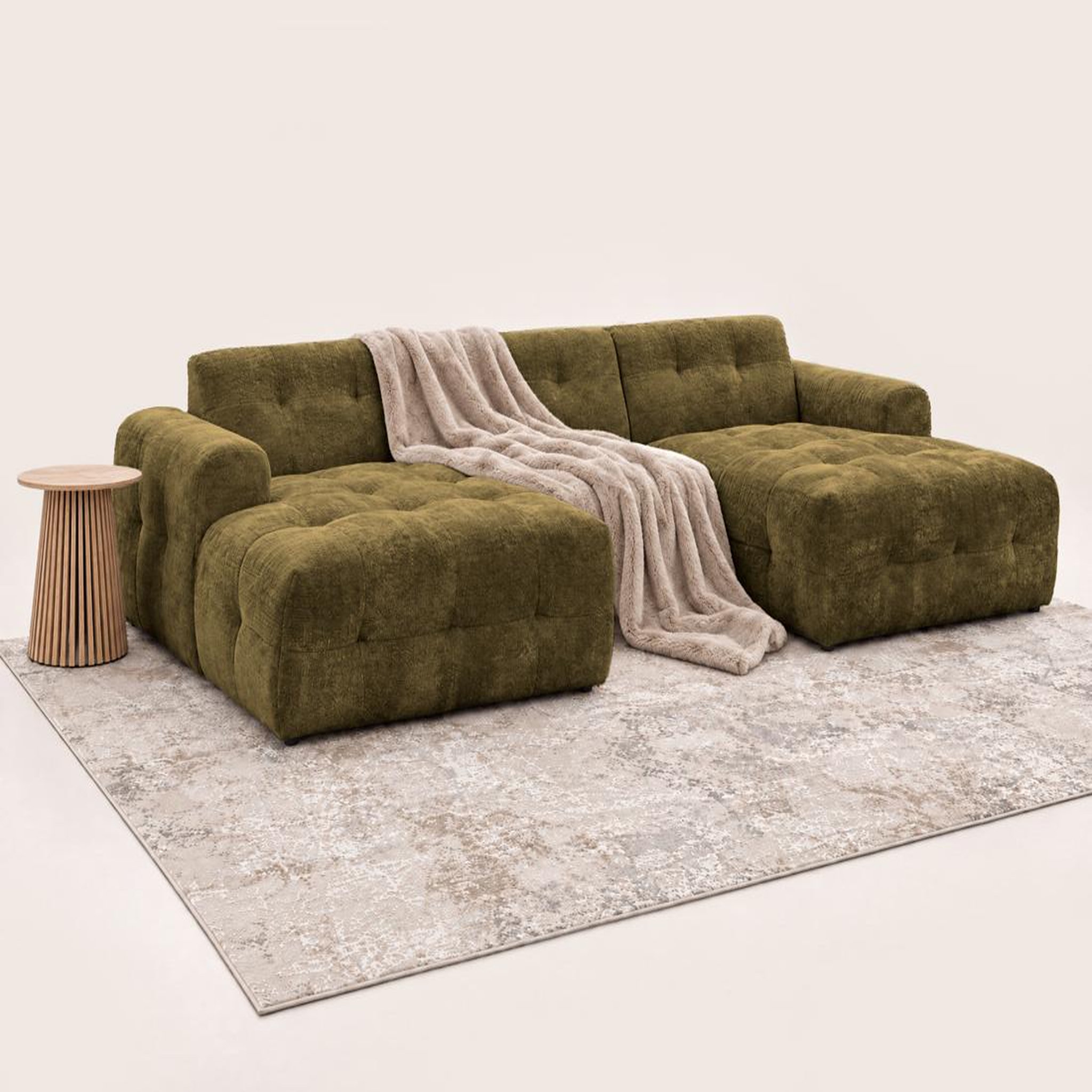 Voir la diapositive 5 : BEST MOBILIER Diane - canapé panoramique en u 6 places en velours texturé