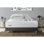 SEPTNUITS PACK Matelas + sommier kit gris Memo Bio Mousse à mémoire de forme Maxi épaisseur + Couette + 2 oreillers. Coloris disponibles : Gris