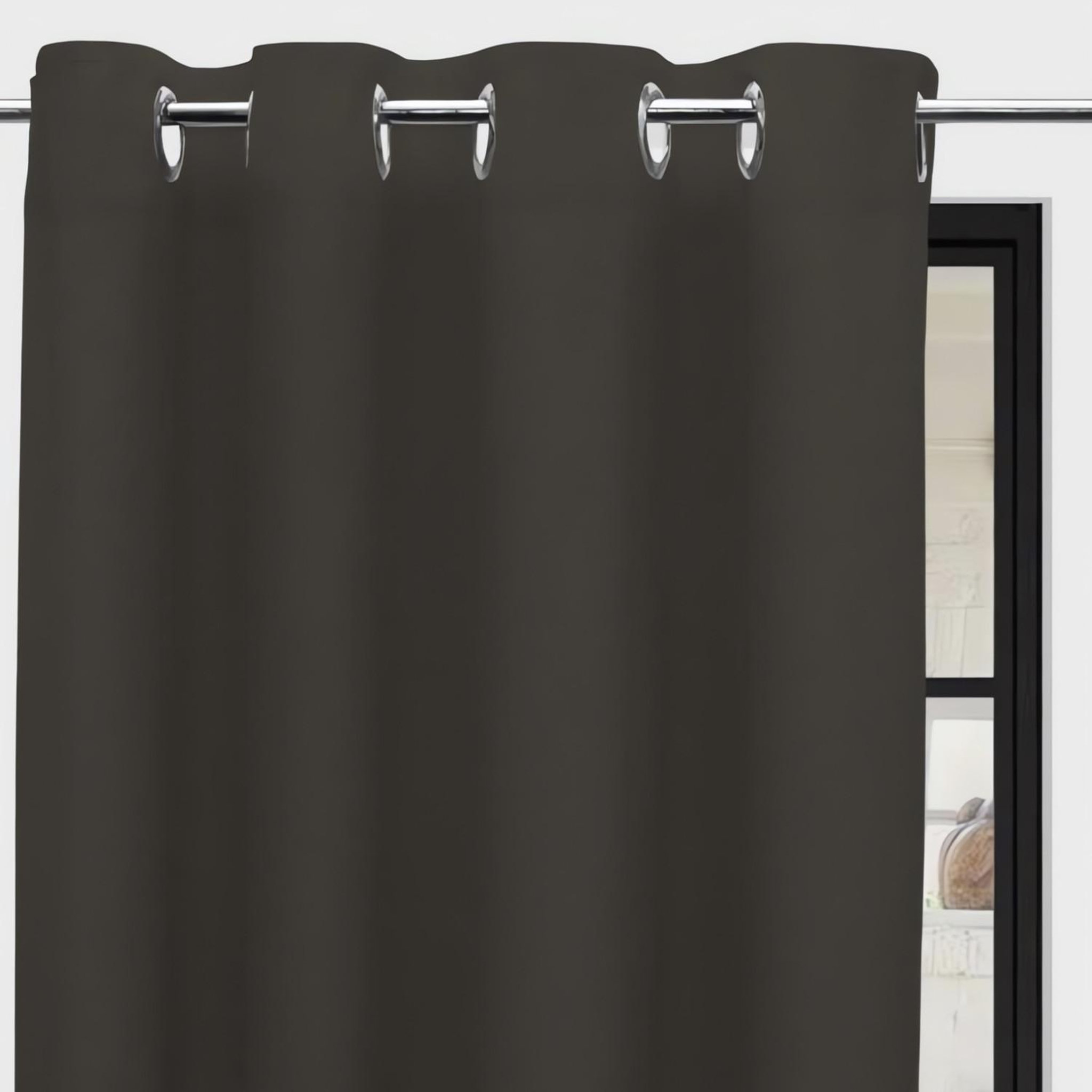 SOLEIL D'OCRE Rideau à oeillets pur coton 135x250 cm PANAMA taupe, par Soleil d'Ocre